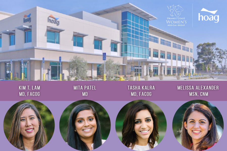 The new Orange Coast Women’s Medical Group office located at Hoag Health Center in Tustin Legacy with images of each doctor who will be moving to the practice.